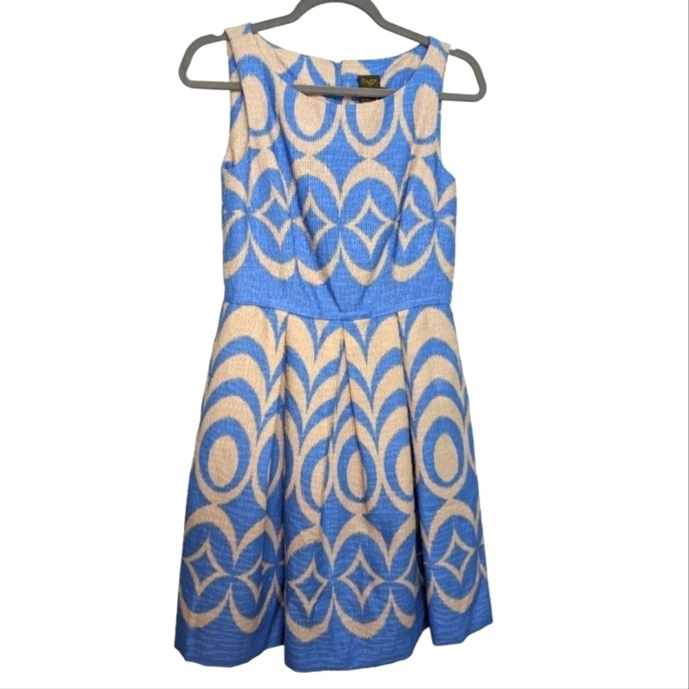 Taylor Dress Circle Geometric Blue Cream Size 2 Hoco Wedding Party Brunch